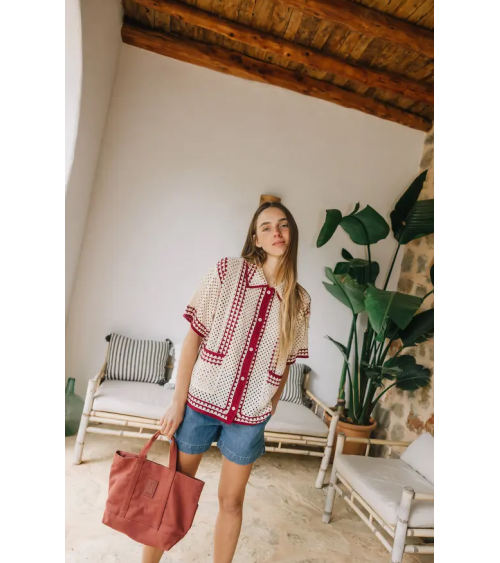 Chaqueta crochet granate...